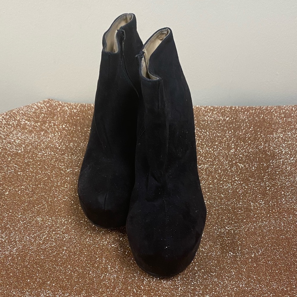 Black Platform Bootie Wedges
